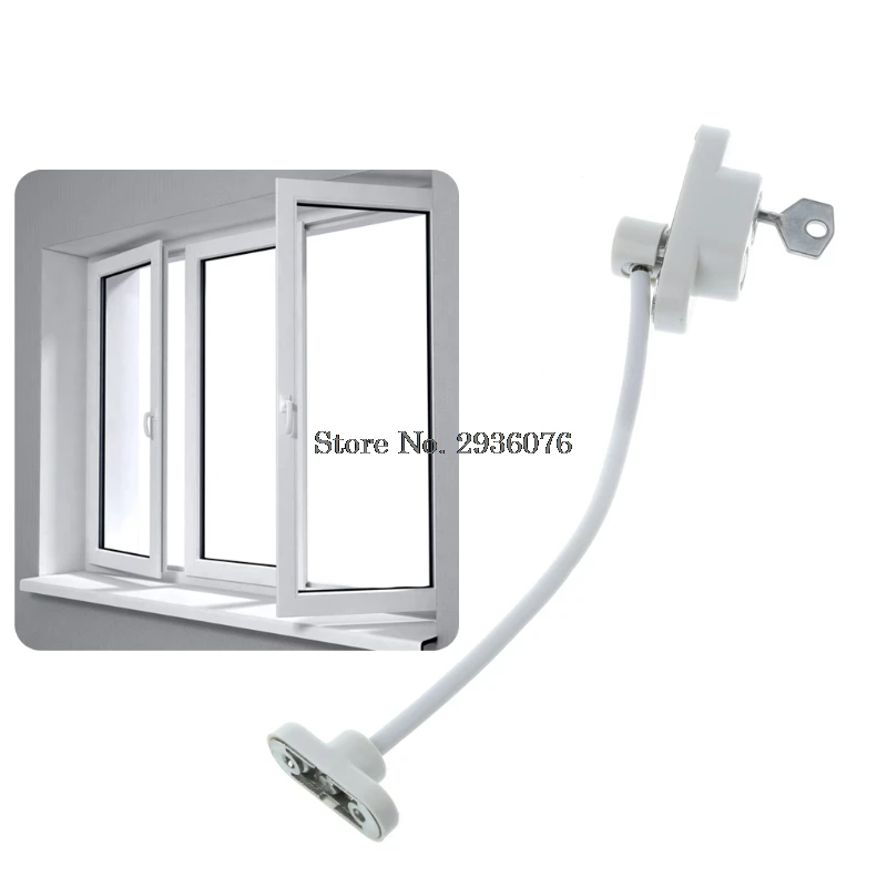 

Lockable Window Security Cable Lock Door Safety Restrictor Child Room Window And Door Security Restrictor with Key 19*6.5*4cm