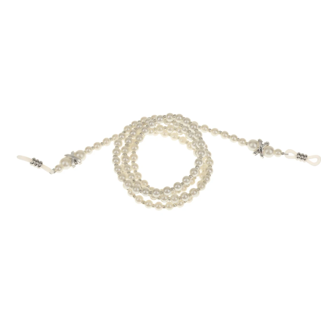 2Pcs Spectacles Imitation Pearls Glasses Eyeglasses Chain Sunglasses Bead Chain Strap Cord for Women and Girl