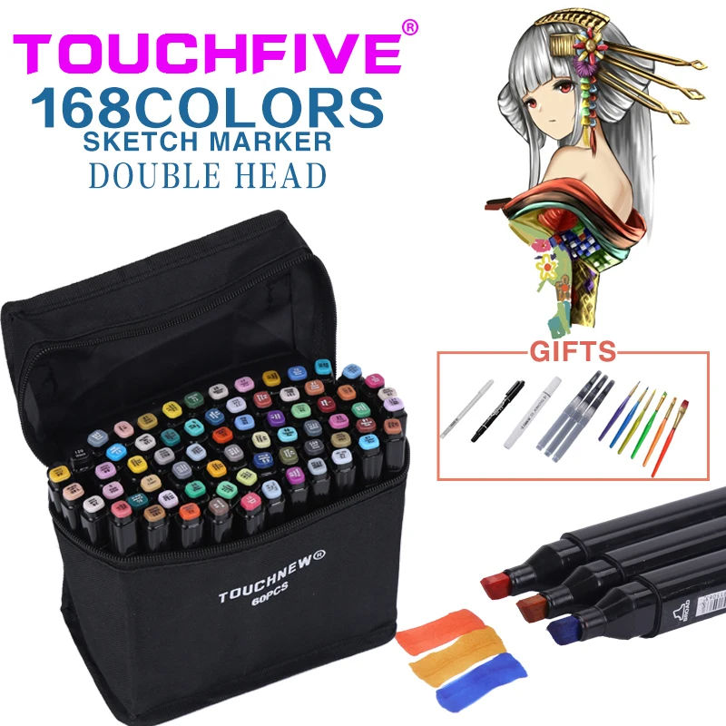 TouchFive 40/60/80 Цвет художественный маркер для белой доски двойной наконечник на спиртовой основе эскиз маркеры для анимации для художника рисунок Модный дизайн маркер