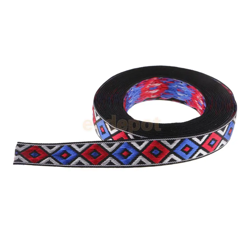 3 Yards 13mm Ethnic Embroidery Lace Ribbon Boho Lace Trim Embroidered Fabric National Jacquard Ribbon DIY Clothes Bag Accessory