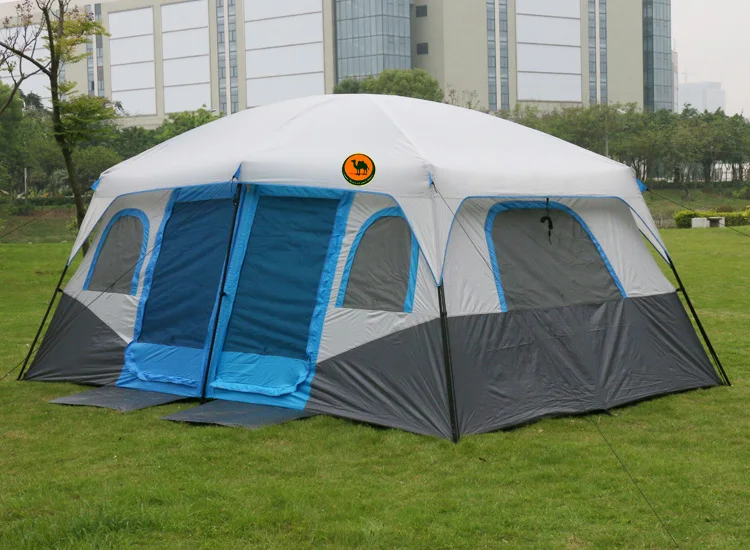 Шаблон 2 спальни Высокое качество большое пространство 6 8 10 12 человек большой открытый путешествия семья палатка - Цвет: BLUE
