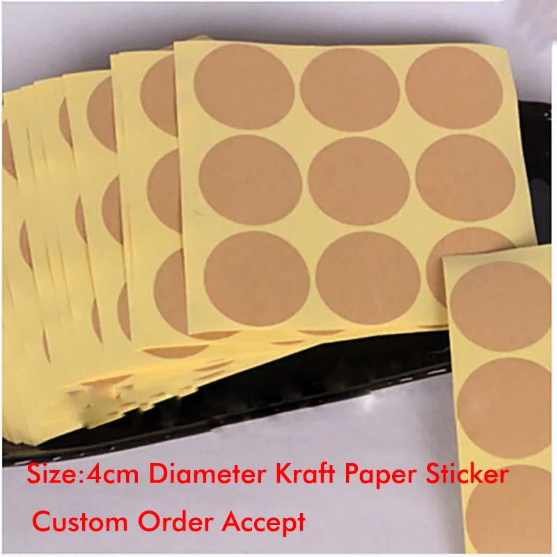 

Wholesale 40mm Round DIY Kraft Blank Seal Stickers Self-adhesive Label Sticker Custom Logo Cost Extra MOQ :1000 PCS