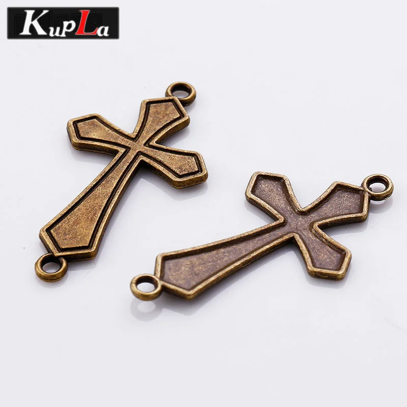Antique Bronze Metal Zinc Alloy Cross Charms Connectors for Bracelets