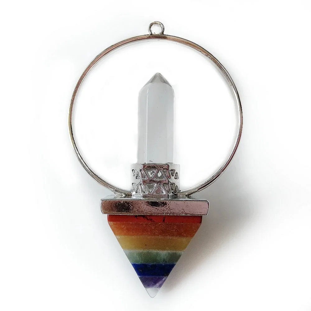 Meet Jo Engraved 7 Chakras Rainbow Quartz Crystals Pyramid Reiki
