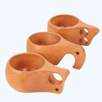 

20Pcs/lot Outdoor Wooden Wood Coffee Cup Portable Tea Milk Water Drinking Handle Home Decoration