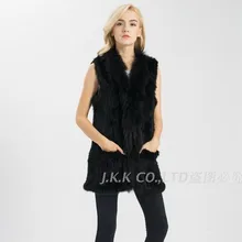S1549 New Style Real Rabbit Fur Gilet With Pocket Women Winter Fashion Vest Coat Wholesale / Retail