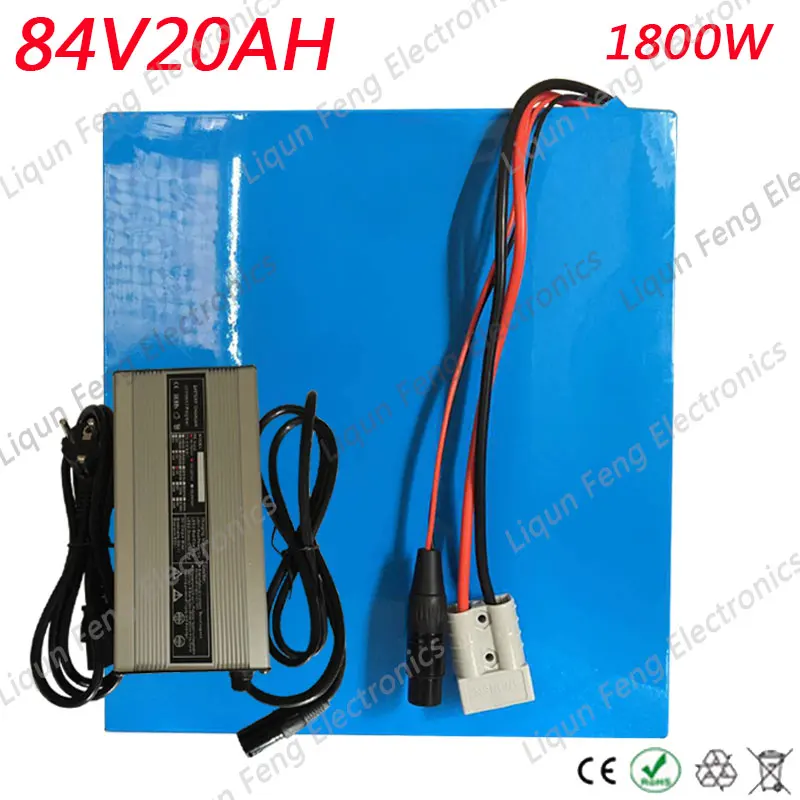 Discount Free Shipping High Powerful 1800W Electric Bike Battery 84V 20Ah Lithium ion Battery 84V with 96.6V 5A Charger Built in 30A BMS 0