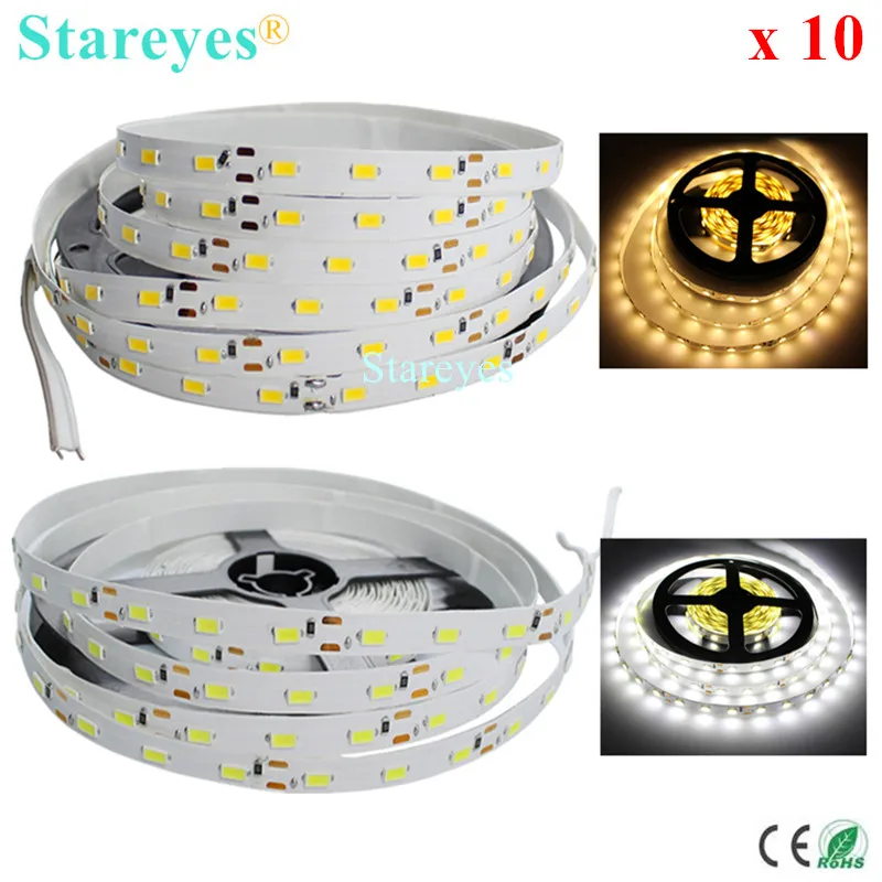 

10 Pcs High Brightness 5M 300 LED SMD 5630 5730 LED Strip DC12V Non Waterproof String Tape light lighting