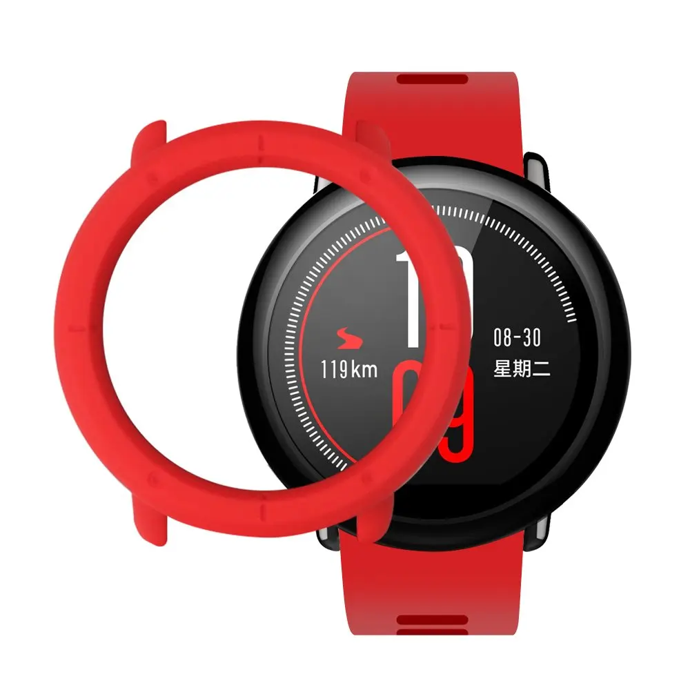 Tschick для HUAMI AMAZFIT красочные тонкие рамки лаконичные сменные часы Защита Чехол для HUAMI AMAZFIT Смарт часы - Цвет: Red