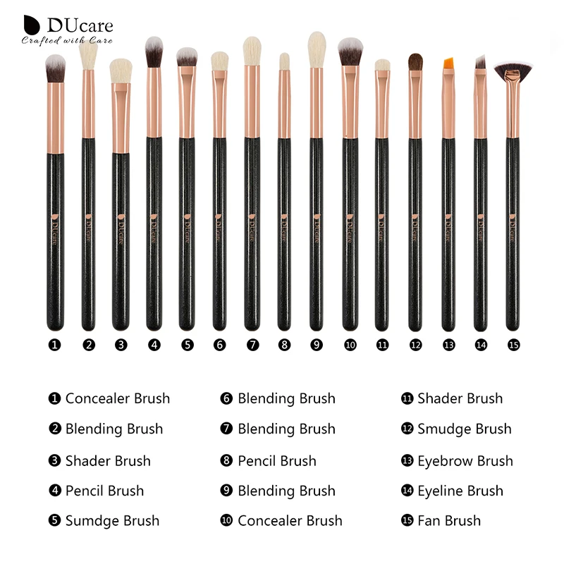 Pincéis de Maquiagem Definir a Sombra de Olho em pó Pincel de Base para Uma Pincel de Maquiagem Preto Melhor Maquiagem Cosméticos Blending Concealer Ducare15pcs 4 DUcare15pcs Preto Pincéis de Maquiagem Definir a