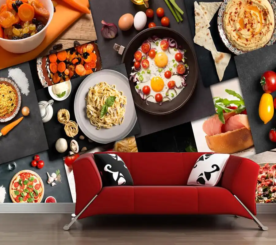 Ozel Gida Duvar Kagidi Dilimlenmis Et Havuc Eriste Domates Aplik Duvar Resimleri Restoran Otel Mutfak Arka Plan Duvar Kagidi Aliexpress