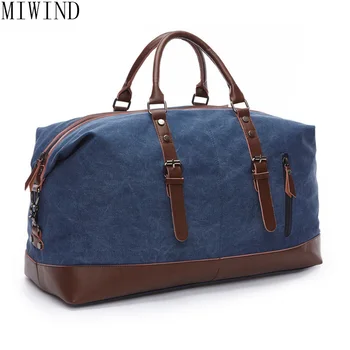 

MIWIND Casual fashion Male Canvas Travel Bags new Duffle Bag Pure color Travel Tote Large Capacity men Handbag TMG796