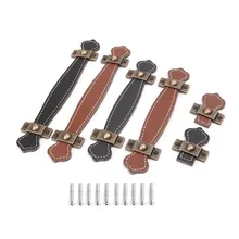 clown 2Pcs/lot 6 Style Soft Leather Handle And Knobs For Furniture Cabinet Chest Drawer Suitcase Handle With Screws