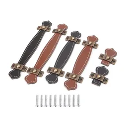 clown 2Pcs/lot 6 Style Soft Leather Handle And Knobs For Furniture Cabinet Chest Drawer Suitcase Handle With Screws