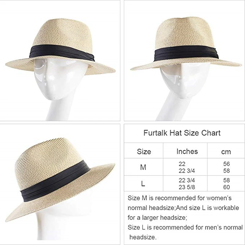 Furtalk Summer Straw Hat For Men Women 