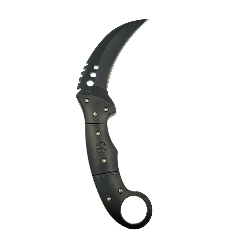 Прямая поставка, тактический нож CSGO karambit, зуб тигра, фиксированное лезвие, нож doppler, охотничий спасательный нож, выцветающий цветной нож - Цвет: Black color