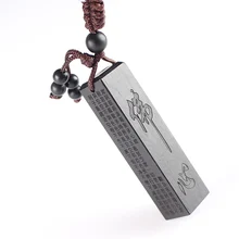 Китайский классический брелок для ключей изделия из дерева печать эбенового дерева квадратная колонна буддистские скульптуры брелок с кольцом для ключей Мужская автомобильные аксессуары