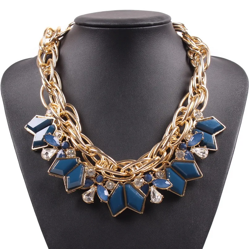 

Latest Model Fashion Brand Design 2019 Statement Mix Color Resin Pendant Choker Necklace For Women