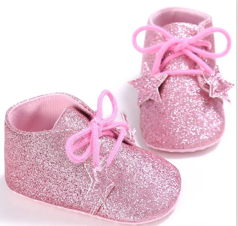 Pudcoco/Летняя обувь для новорожденных девочек; обувь для первых шагов; Галстуки со звездами; мягкие тапочки; кроссовки; 0-18M