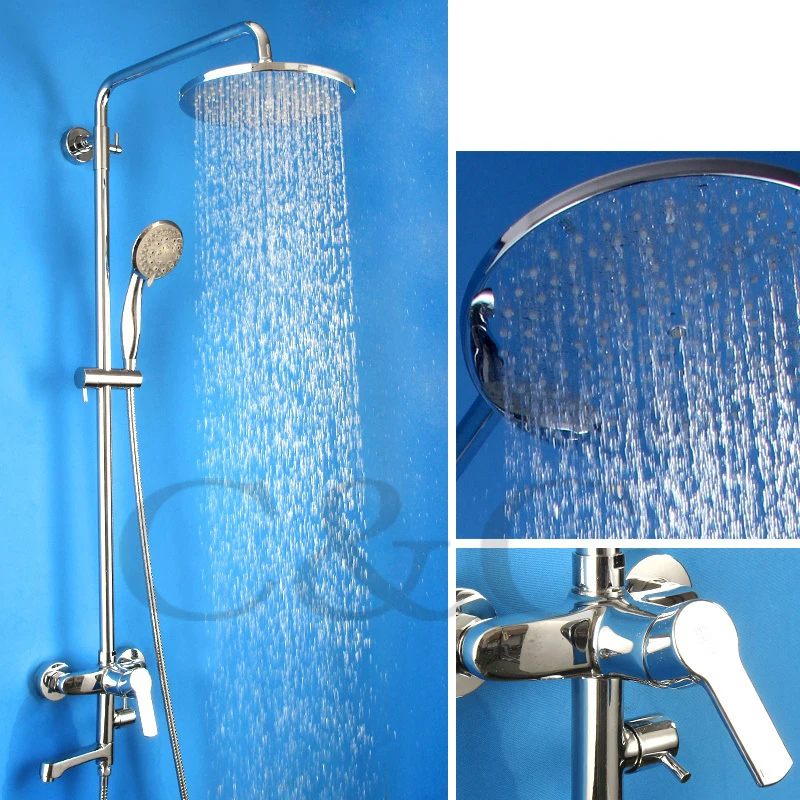 Rainfall Exposed Bathtub And Bathroom Shower Faucet Set With 7 Functions Hand 10" Air Drop Mixer Head | Обустройство дома