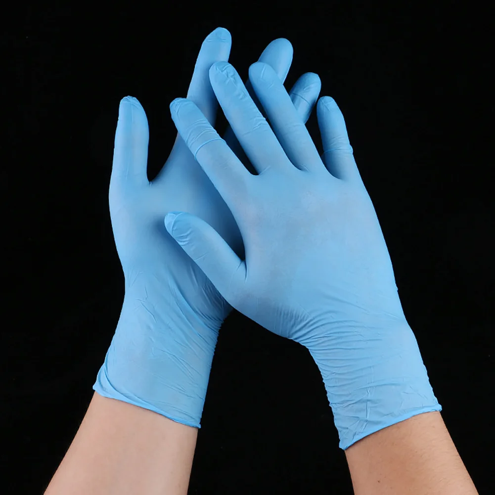 100 шт одноразовые нитриловые перчатки для экзамена противоскользящие без порошка не латексные не виниловые Guanti monouso per la casa RT99