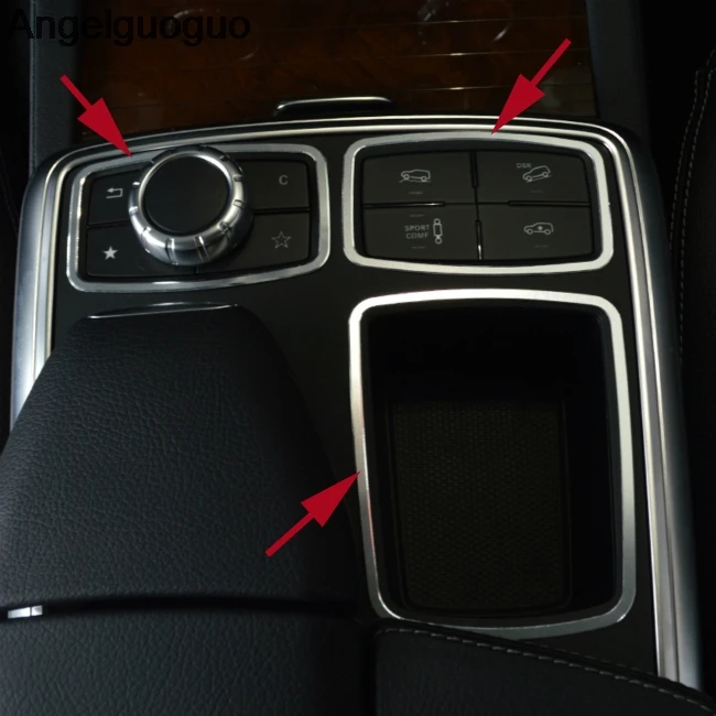Car Console Centere Water cup holder Frame Cover Storage Multimedia Trim sticker For Mercedes Benz ML W166 GL X166 class | Автомобили и