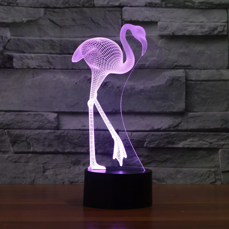 3d Flamingo Led Burung Malam Light 7 Warna Lampu Meja Mengubah Usb