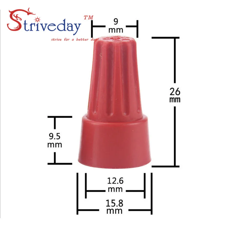 

500pcs/lot New Rotating terminal crimping cap P6 helical spring-type Terminal cap Red color HOT SALE