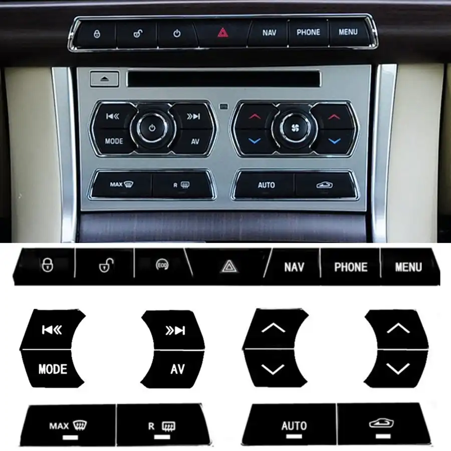 Car Interior Accessories Black Center Console Button Sticker For Jaguar Xf Car Styling