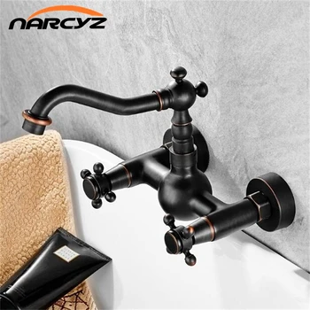 

Kitchen Short Swivel 360 Bathroom Bathtub Faucet Torneira Wall Mount Oil Rubbed Black Bronze Basin Sink Faucet Mixer Tap B3215