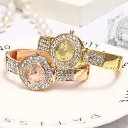 Женские часы 2019 Роскошная модная Пряжка из розового золота с кристаллами из нержавеющей стали Кварцевые часы наручные часы женские часы