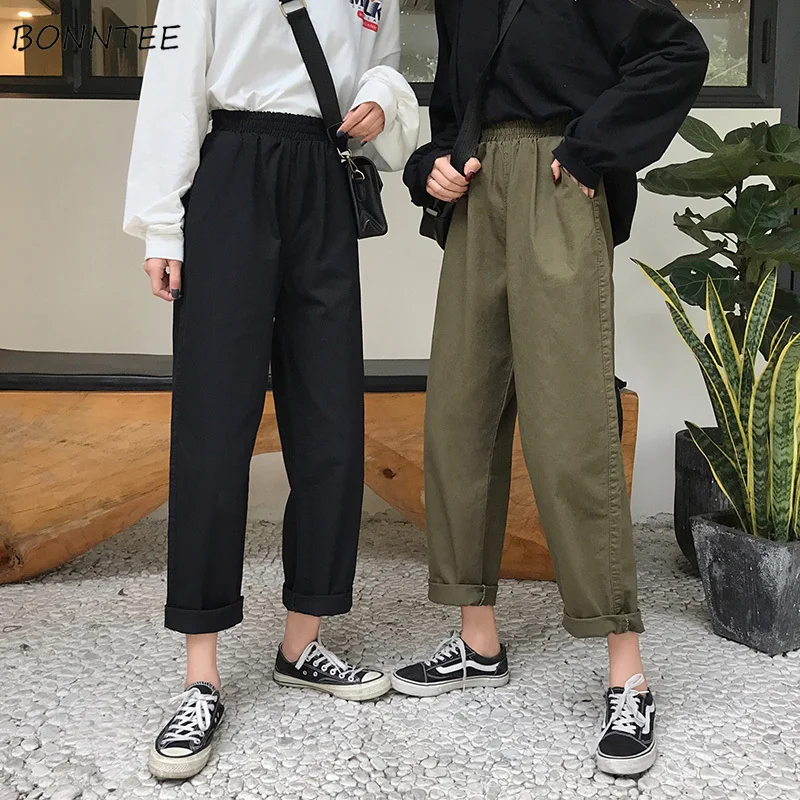 

Jeans Women Solid Retro All-match Casual Korean Style Harajuku Cargo Trousers Womens High Quality Female Simple Leisure Soft