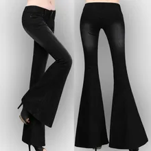 Осень зима женские черные эластичные джинсы стрейч, повседневные осенние весенние эластичные расклешенные джинсы для женщин