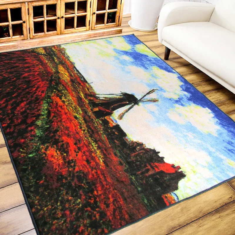 Van Gogh Countryside windmill Oil Painting carpet nylon environmental