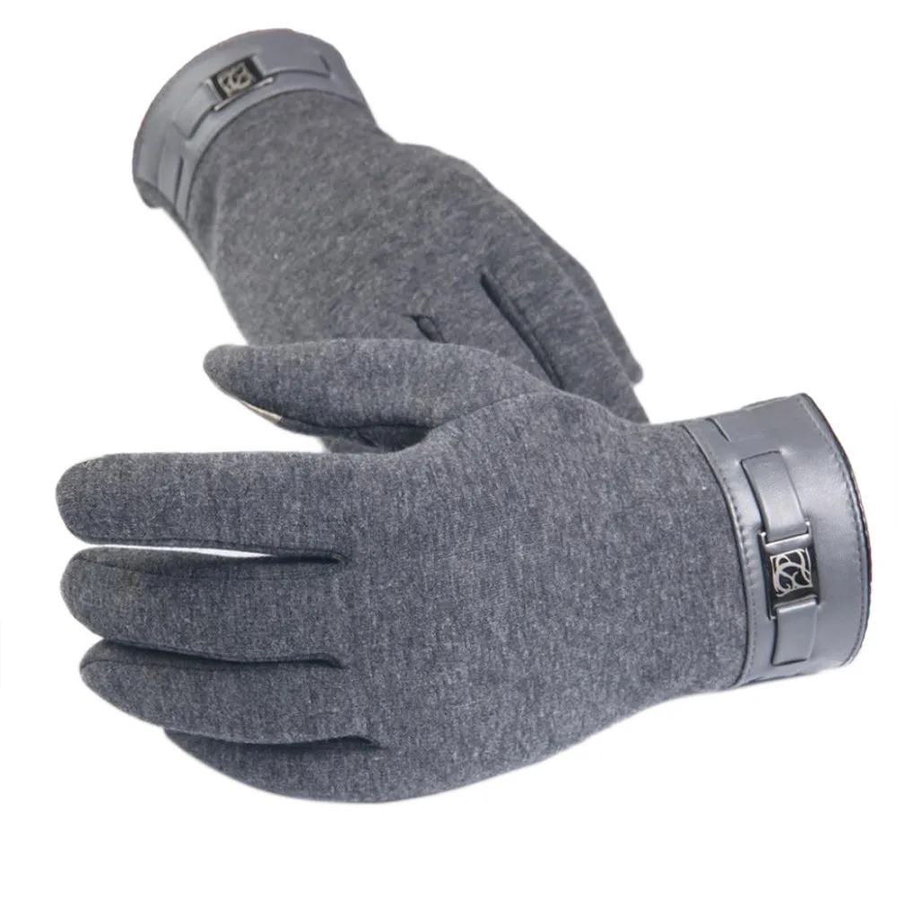 Мужские перчатки на весь палец, зимние перчатки для смартфона, кашемировые перчатки с сенсорным экраном, варежки, ветрозащитные, для холодной погоды, guantes frio 18 - Цвет: Gray