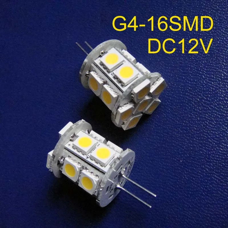 Высокое качество 5050 3 фишки 16SMD DC12V G4 светодиодное освещение, G4 светодиодные фонари, светодиодные G4 лампы в форме свечи(, 5 шт. в партии