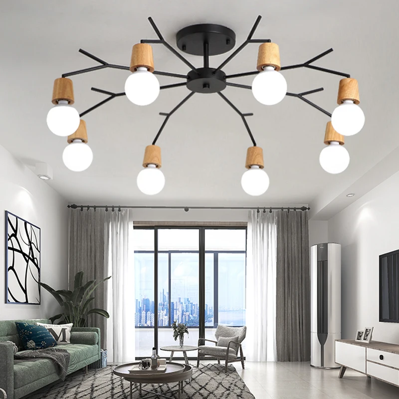 Lâmpada do Teto Lâmpada do Vintage Luzes de Teto Arte Aranha Retro Edison Loft Madeira Moderna Led Casa Sala Estar Decoração Luminárias