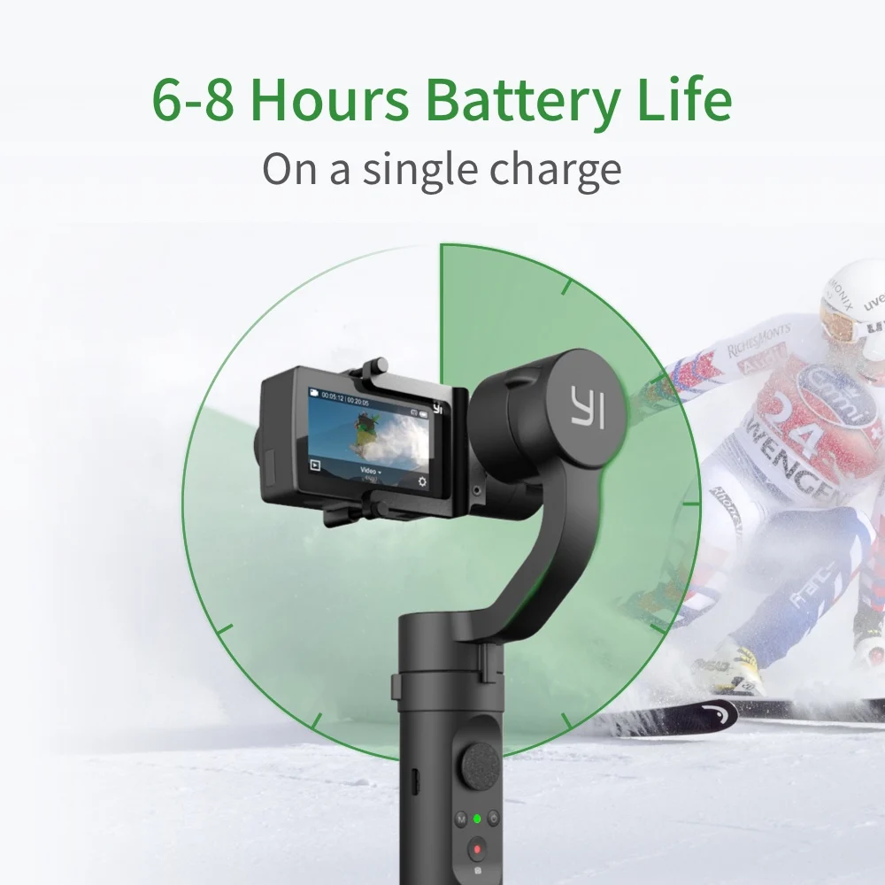YI Action Gimbal 3 Axis 4 режима Bluetooth Управление 6 8 часов батарея ручной стабилизатор для 4k