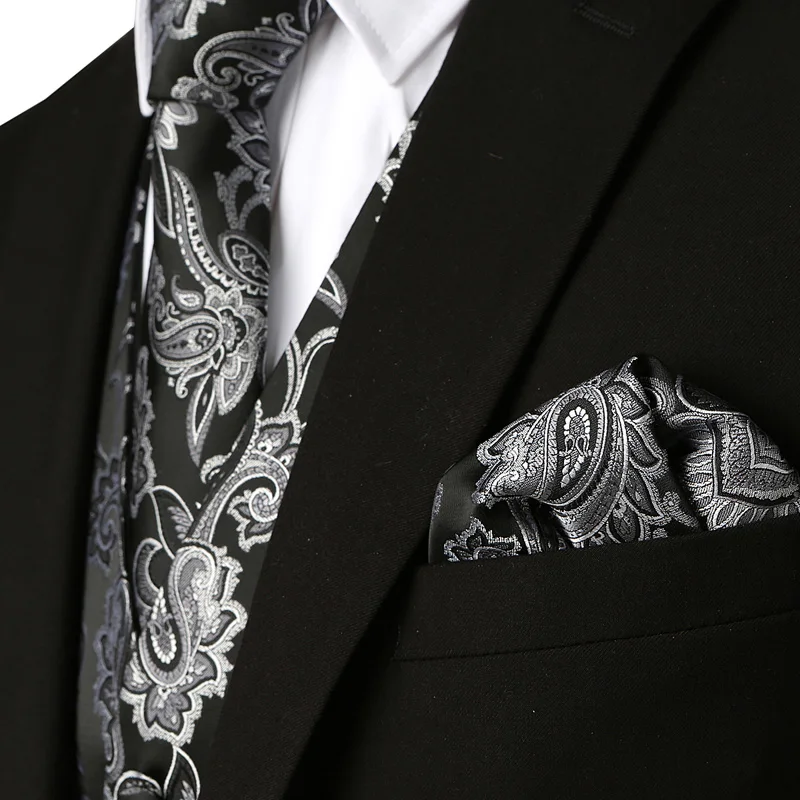 gravata lenço conjunto 2019 clássico jacquard colete