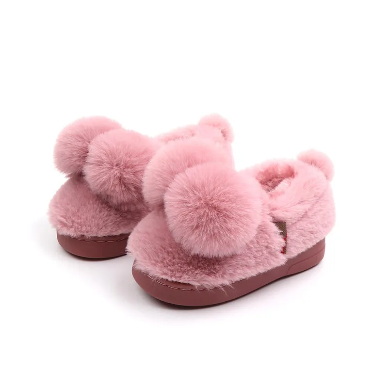 

Children's cotton shoes girls boys home shoes 2018 winter new non-slip soft comfortable fur plush kids cotton shoes slippers