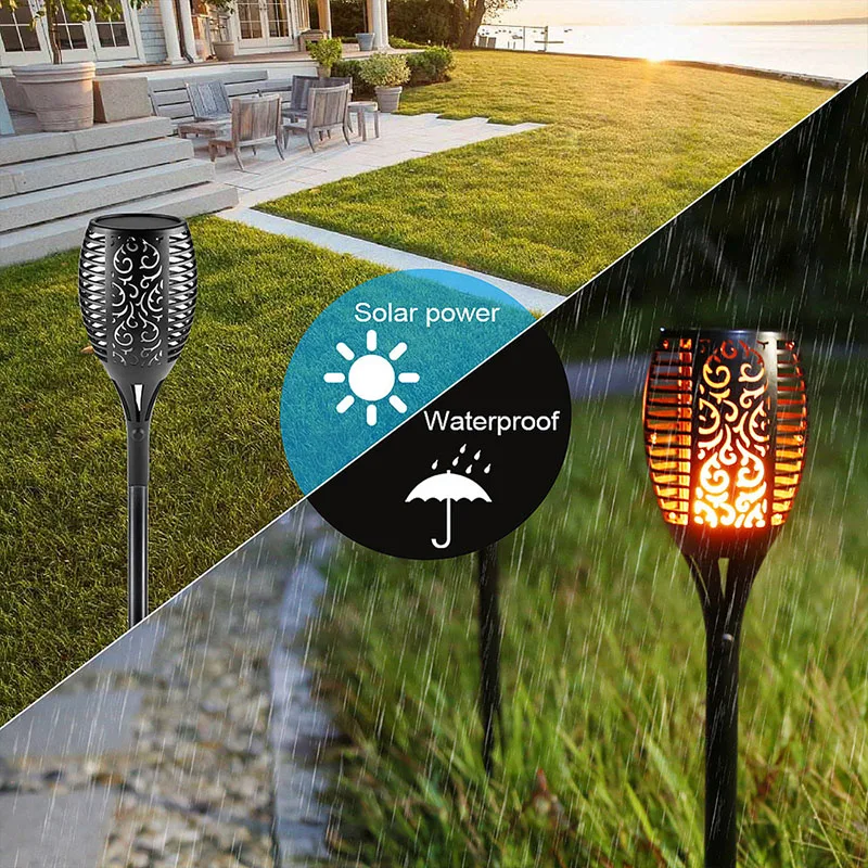 96 Led Solar Flame Lamp IP65 Waterproof For Garden Landscape Decor Garden Lawn Torch Light Landscape Lights 1/2/3/4Pcs