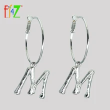 F. J4Z оригинальные женские серьги с буквами A-Z 26 Initail серьги из серебряного сплава с латинским алфавитом серьги-кольца pendientes iniciales