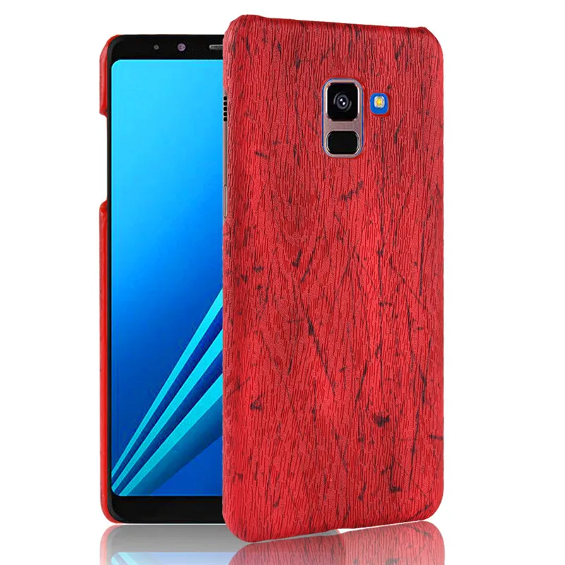 

SuliCase Leather Case for Samsung A5 2018 A530 Wood Grain Hard Case Cover for Samsung Galaxy A8 Plus 2018 A730 Hard PC Cover