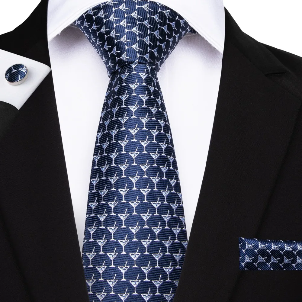 DiBanGu мужской галстук 8 см синяя белая чашка шелковые галстуки жаккардовые тканые галстуки для шеи мужской формальный деловой галстук для свадебной вечеринки N-7083