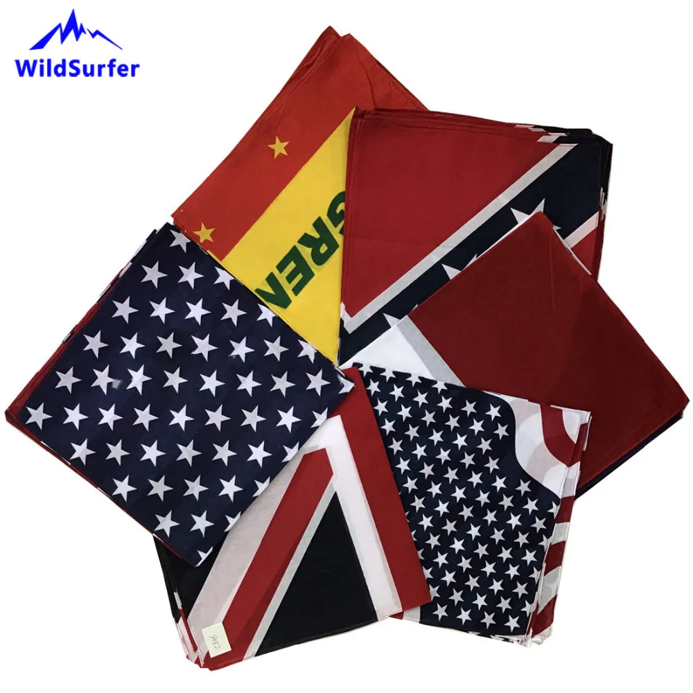 WildSurfer العلم باندانا وشاح تشغيل الدراجات بالاكلافا القطن أغطية الرأس عقال الكبار الصيد قناع المشي الجرموق الأوشحة FJ04