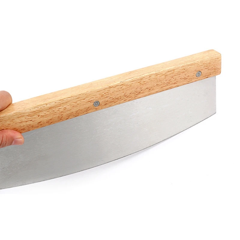 Pizza Cutter Stainless Steel Wood Handle Pizza Cutter Cake Bread Round Knife Cutter Pizza Baking Tools