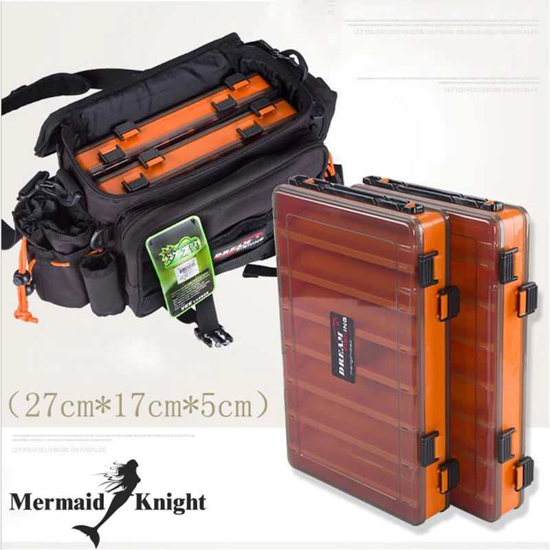 melhor Sacos de pesca equipamento De Pesca saco 29x22x18 cm Multi Propósito À Prova D Água Com Duas Caixa De Isca De Pesca dupla Face Caixa de Equipamento