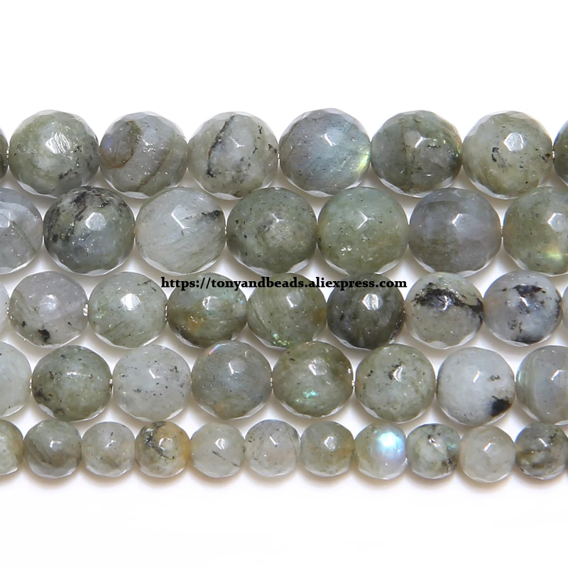 

Free Shipping Natural Stone AA Grade Faceted Blue Labradorite Round Loose Beads 15" Strand 6 8 10 12MM Pick Size For Jewelry