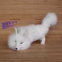 new white simulation fox toy handicraft lifelike bow fox doll gift about 29x8x13cm