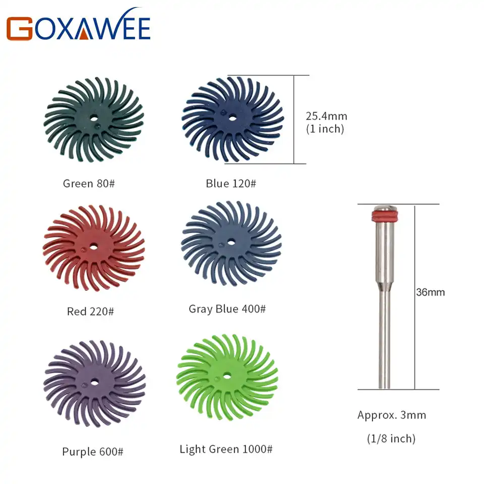 Senmubery 1Inch 25mm Radial Bristle Disc Kit Abrasive Brush 3mm Shank Detail Polishing Wheel for Dremel Rotary Tool Accessories(50Pcs)